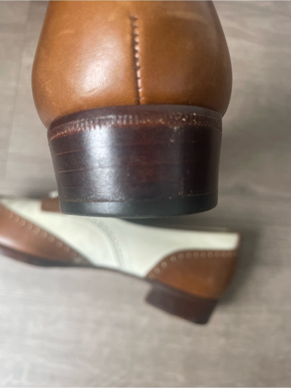 Vintage Ralph Lauren Two-Tone Brown and Cream Wingtip Oxfords 6.5 Shoes - Picture 16 of 16